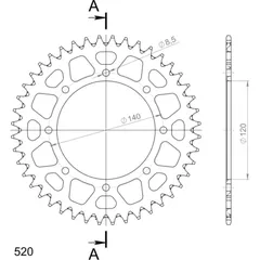 Alu-Rear Sprocket / Chain Wheel Supersprox 520/43t black 16600AK43