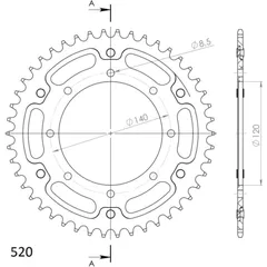 Stealth-Rear Sprocket / Chain Wheel Supersprox 520/42t gold 16600S42