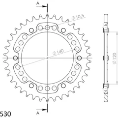 Stealth-Rear Sprocket / Chain Wheel Supersprox 530/37t red