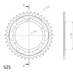 Steel-Rear Sprocket / Chain Wheel Supersprox 525/36t black 16605-36