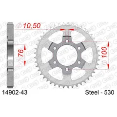Stahl-Kettenrad AFAM 525 - 44Z Silber 1450744