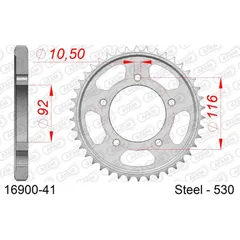Racing Steel Chain Wheel - Rear Sprocket AFAM 520 - 41t BLACK 16606RLK41