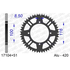 Steel Chain Wheel - Rear Sprocket AFAM 525 - 40t BLACK 1661040