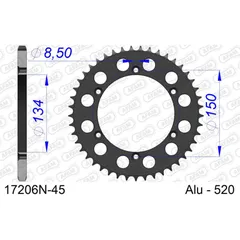 Stahl-Kettenrad AFAM 530 - 49Z Silber 1670149