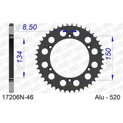 Stahl-Kettenrad AFAM 525 - 44Z Schwarz 1680444