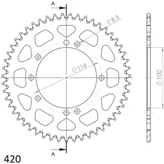 Alu-Rear Sprocket / Chain Wheel Supersprox 420/52t green