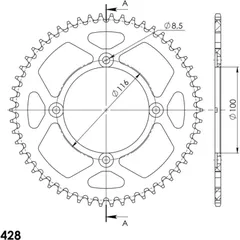 Alu-Rear Sprocket / Chain Wheel Supersprox 428/52t black 17105AK52