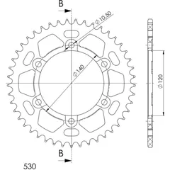 Alu-Rear Sprocket / Chain Wheel Supersprox 530/39t black 17603AK39