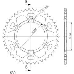 Alu-Rear Sprocket / Chain Wheel Supersprox 530/45t green