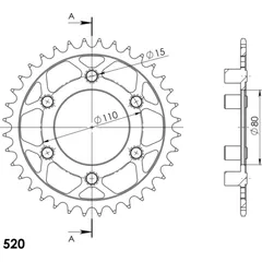Steel-Rear Sprocket / Chain Wheel Supersprox 520/38t black 30019-38