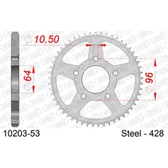 Stahl-Kettenrad AFAM 428 - 53Z Silber 1020353