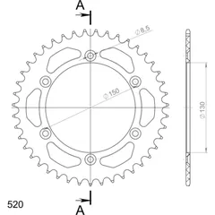 Alu-Rear Sprocket / Chain Wheel Supersprox 520/42t black 30245AK42