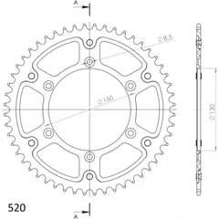 Stealth-Rear Sprocket / Chain Wheel Supersprox 520/55t silver