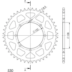 Alu-Rear Sprocket / Chain Wheel Supersprox 530/46t gold 30413AS46