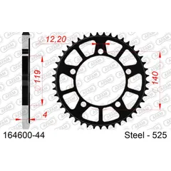 Stahl-Kettenrad AFAM 428 - 46Z Silber 1620146