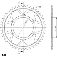 Steel-Rear Sprocket / Chain Wheel Supersprox 525/48t black 30482-48