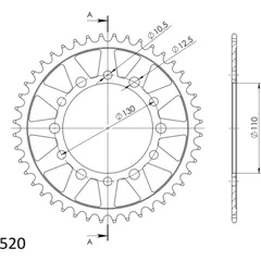 Steel-Rear Sprocket / Chain Wheel Supersprox 520/42t black 31486-42
