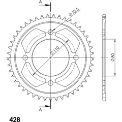 Steel-Rear Sprocket / Chain Wheel Supersprox 428/40t black 31798-40