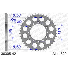 Stahl-Kettenrad AFAM 520 - 43Z Schwarz 3530443