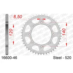 Steel Chain Wheel - Rear Sprocket AFAM 525 - 45t BLACK 16480245