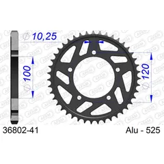 Steel Chain Wheel - Rear Sprocket AFAM 525 - 43t BLACK 3580243
