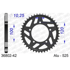 Steel Chain Wheel - Rear Sprocket AFAM 525 - 44t BLACK 3580244