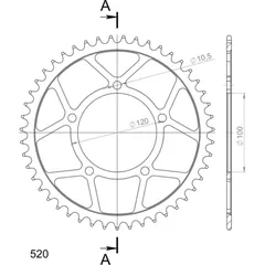 Steel-Rear Sprocket / Chain Wheel Supersprox 520/46t black 35801-46