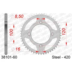 Alu Chain Wheel - Rear Sprocket AFAM 520 - 43t Gun Metal 3630643