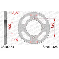 Alu Chain Wheel - Rear Sprocket AFAM 520 - 51t SILVER 36400N51