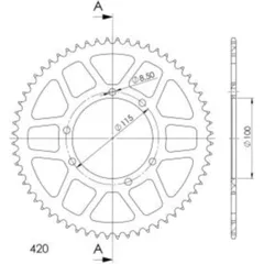 Alu-Rear Sprocket / Chain Wheel Supersprox 420/60t red 36601AR60