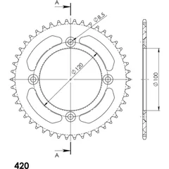 Alu-Rear Sprocket / Chain Wheel Supersprox 420/49t black 36622AK49