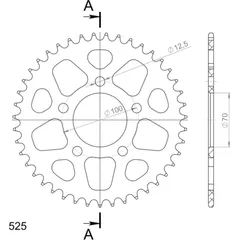 Alu-Rear Sprocket / Chain Wheel Supersprox 525/42t black 36710AK42