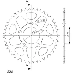Alu-Rear Sprocket / Chain Wheel Supersprox 525/45t red 36710AR45