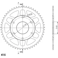 Alu-Rear Sprocket / Chain Wheel Supersprox 415/56t orange