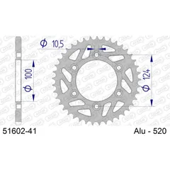 Alu Chain Wheel - Rear Sprocket AFAM 520 - 41t Gun Metal 5160241