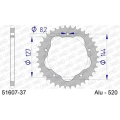 Alu Chain Wheel - Rear Sprocket AFAM 520 - 37t for PCD Gun Metal 5160737