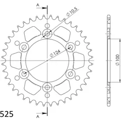 Alu-Rear Sprocket / Chain Wheel Supersprox 525/39t black 51609AK39
