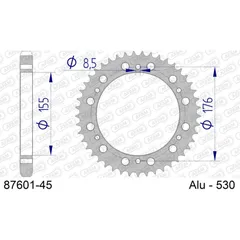 Alu Chain Wheel - Rear Sprocket AFAM 525 - 41t for PCD Gun Metal 5180341
