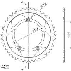 Steel-Rear Sprocket / Chain Wheel Supersprox 420/52t black 71101-52