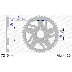 Alu Chain Wheel - Rear Sprocket AFAM 420 - 44t SILVER 7210444