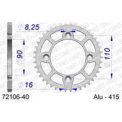 Alu Chain Wheel - Rear Sprocket AFAM 415 - 40t SILVER 7210640