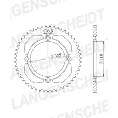 Alu-chain wheel - rear sprocket Esjot 428 - 50t silver