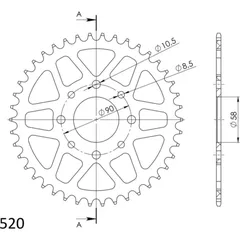 Alu-Rear Sprocket / Chain Wheel Supersprox 520/39t silver 72201AV39