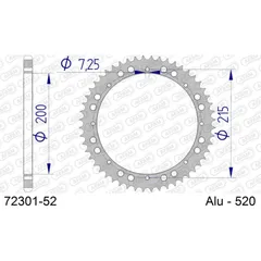 Alu Chain Wheel - Rear Sprocket AFAM 520 - 52t SILVER 7230152