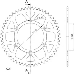 Alu-Rear Sprocket / Chain Wheel Supersprox 520/56t black