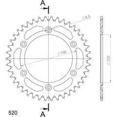 Alu-Kettenrad Supersprox 520/43Z gold 72304AS43