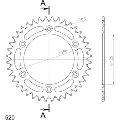 Alu-Rear Sprocket / Chain Wheel Supersprox 520/38t silver 72304AV38