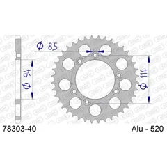 Alu-Kettenrad AFAM 520 - 40Z Silber 7830340