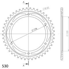 Steel-Rear Sprocket / Chain Wheel Supersprox 530/47t black 86601-47