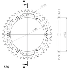 Stealth-Rear Sprocket / Chain Wheel Supersprox 530/44t red 86601R44